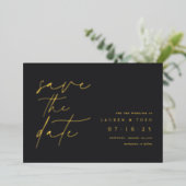 Modernes, minimales Handschrift Save the Date Folieneinladung (Stehend vorne)