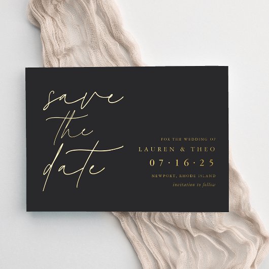 Modernes, minimales Handschrift Save the Date Folieneinladung