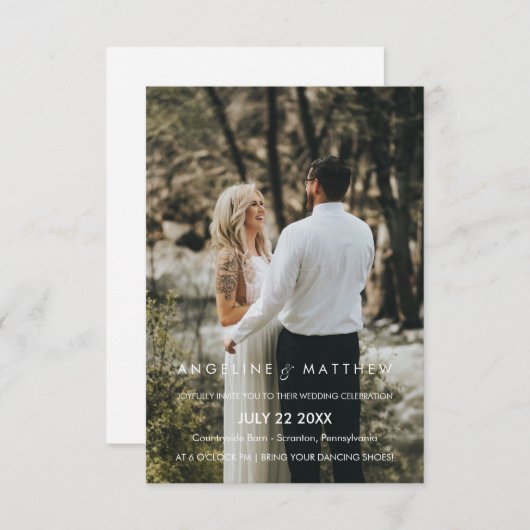 Modernes & minimales Hochzeitssemble Foto Einladung (Vorne/Hinten)