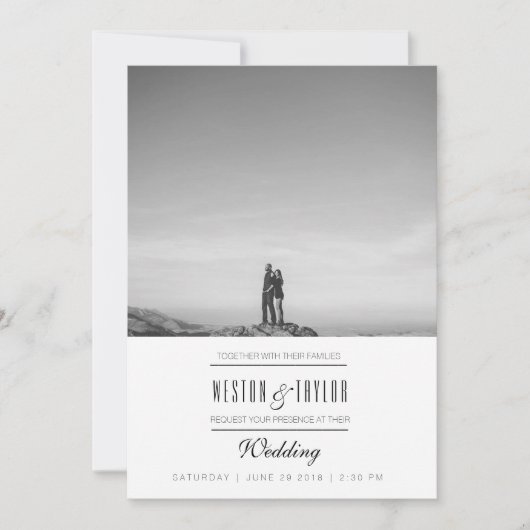 Modernes & minimales Hochzeitssemble Foto Einladung (Vorderseite)