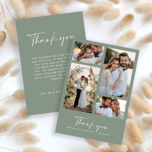 Modernes minimales Hochzeitsszenario-Foto dank Grü Einladung