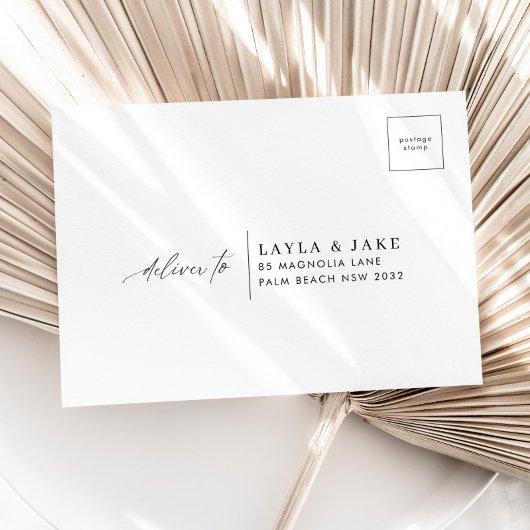 Modernes Minimales Hochzeitsszenario RSVP Postcard