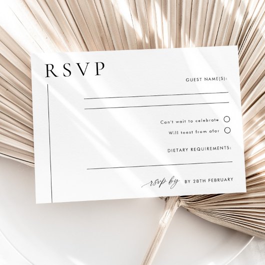Modernes Minimales Hochzeitsszenario RSVP Postcard