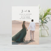 Modernes Minimales Monogramm-Foto Save the Date Einladung (Stehend Vorderseite)