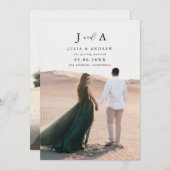 Modernes Minimales Monogramm-Foto Save the Date Einladung (Vorne/Hinten)