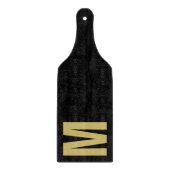 Modernes, minimales Monogramm Schwarzes Gold Schneidebrett (Vorderseite)