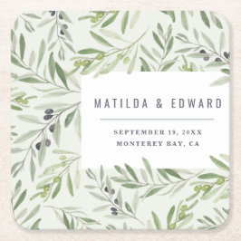 Modernes, minimales Olivenhain Rechteckiger Pappuntersetzer