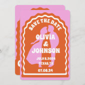 Modernes minimales Orange Retro Wavy Arch Bold Dat Save The Date (Vorne/Hinten)