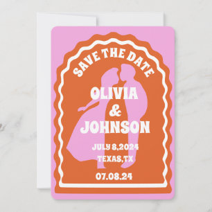Modernes minimales Orange Retro Wavy Arch Bold Dat Save The Date