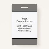 Modernes minimales Personalisiertes Konferenz-ID-A Ausweis (Rückseite)