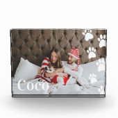 Modernes minimales Pet Pet Print Muster Tier Fotoblock (Vorderseite)