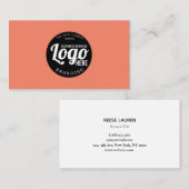 Modernes, minimales Pfirsichlogo Visitenkarte (Vorne/Hinten)