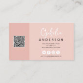Modernes minimales rosa Skript boho QRcode Visitenkarte (Rückseite)