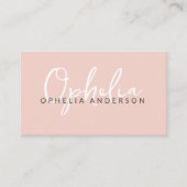 Modernes minimales rosa Skript boho QRcode Visitenkarte (Vorderseite)