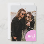 Modernes minimales rosa und gelbes Retro-Gewölbe m Save The Date (Rückseite)