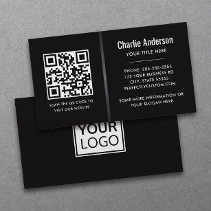 Modernes, minimales schwarz-grau Gradientenlogo QR Visitenkarte