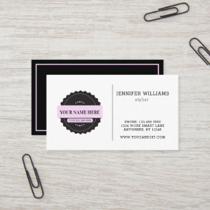 Modernes, minimales Schwarz-Rosa-Logo Visitenkarte