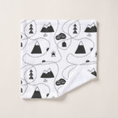 Modernes minimales Schwarz-Weiß-Scribble-Muster Badhandtuch Set (Waschlappen)