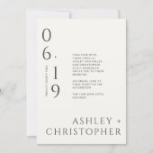 Modernes, minimales Schwarz-Weiß-Split Datum Hochz Einladung (Vorderseite)