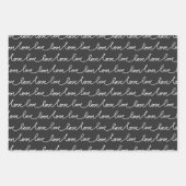 Modernes, minimales Schwarz-Weiß-Valentin Geschenkpapier Set (Vorderseite)