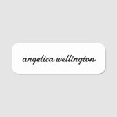 Modernes, minimales Schwarz-weißes Skript Namensschild (Vorderseite)