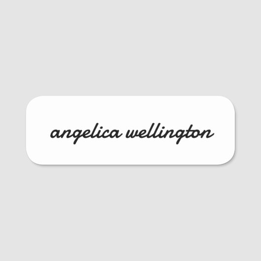 Modernes, minimales Schwarz-weißes Skript Namensschild (Vorderseite)