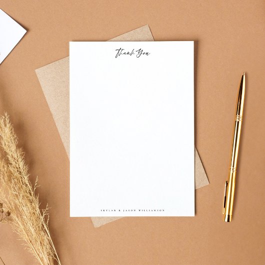 Modernes, minimales Schwarzes Pinselskript Vielen Briefpapier