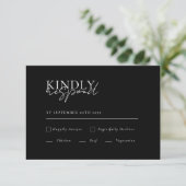 Modernes, minimales, schwarzes QR Code Wedding RSV Begleitkarte (Stehend Vorderseite)