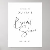 Modernes Minimales Script-Brautparty Begrüßungszei Poster (Vorne)