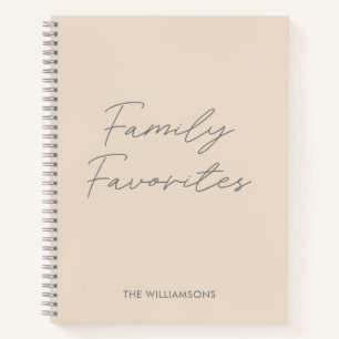 Modernes, minimales Script Cream Blush Kochrezept Notizblock