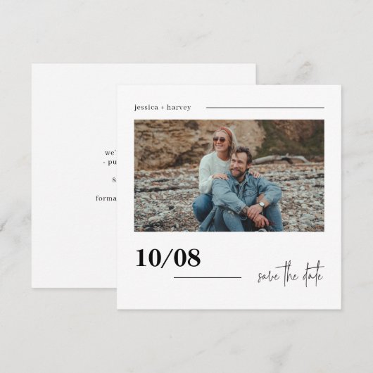Modernes Minimales Script-Foto Save the Date Einladung (Vorne/Hinten)