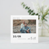 Modernes Minimales Script-Foto Save the Date Einladung (Stehend Vorderseite)