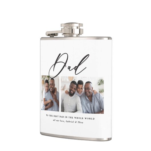 Modernes, minimales Script-Geschenk mit mehreren F Flachmann (Links)