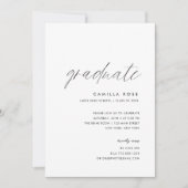 Modernes Minimales Script Graduate Party Einladung (Vorderseite)