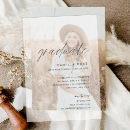 Modernes Minimales Script Graduate Party Pergament Einladungen