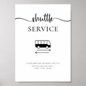 Modernes, minimales Script-Shuttle-Service Hochzei Poster (Vorne)