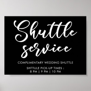 Modernes, minimales Script-Shuttle-Service Hochzei Poster