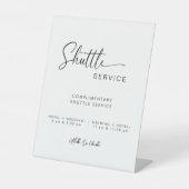 Modernes, minimales Script-Shuttle-Service Hochzei Sockelschild (Vorderseite)