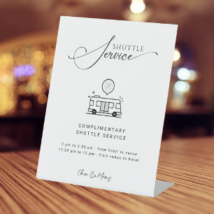 Modernes, minimales Script-Shuttle-Service Hochzei Sockelschild
