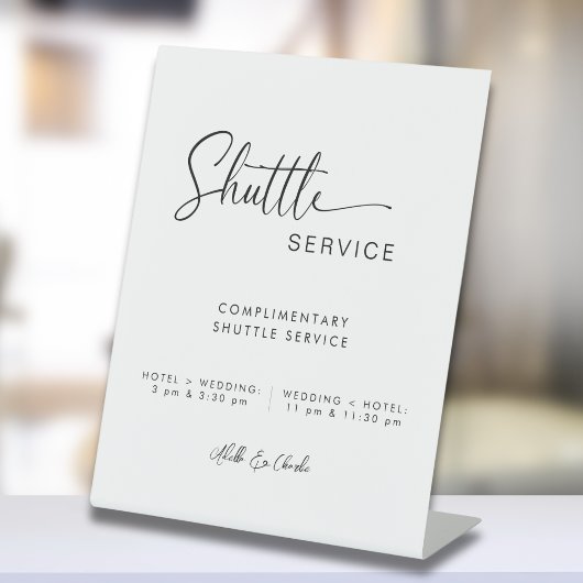 Modernes, minimales Script-Shuttle-Service Hochzei Sockelschild