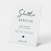 Modernes, minimales Script-Shuttle-Service Hochzei Sockelschild (Vorderseite)