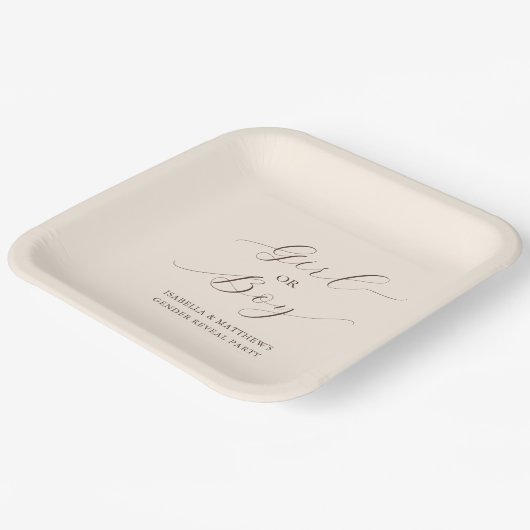 Modernes, minimales Skriptgeschlecht offenbart Par Pappteller (Gewinkelt)