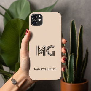 Modernes, minimales, trendy Beige einfaches Monogr Case-Mate iPhone Hülle