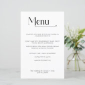 Modernes minimales Typografie Dinner Wedding Menu (Stehend Vorderseite)