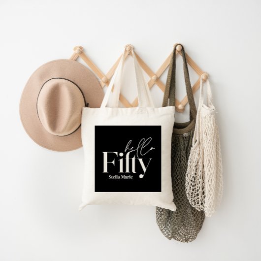 Modernes minimales typografisches Foto 50. Geburts Tragetasche