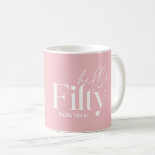 Modernes minimales typografisches Pink-Foto 50. Kaffeetasse (VorderseiteRechts)