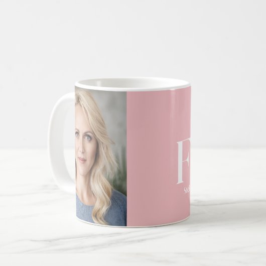 Modernes minimales typografisches Pink-Foto 50. Kaffeetasse (Vorderseite Links)