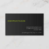 Modernes, minimales Visitenkartenformat Schwarz Gr Visitenkarte (Rückseite)