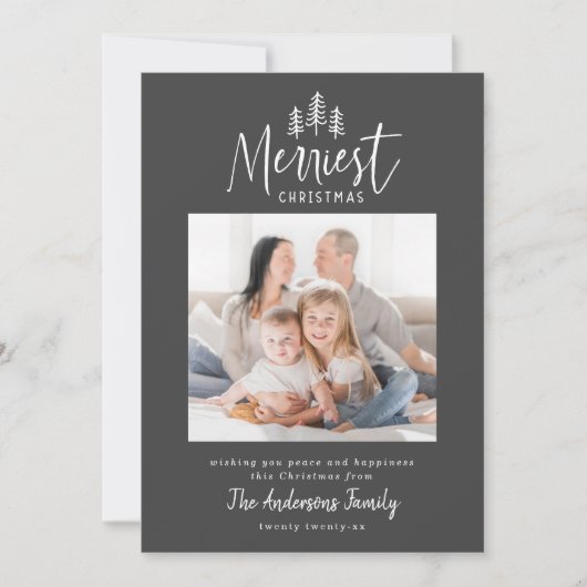 Modernes minimales Weihnachtsbaumwald-Foto Feiertagskarte (Vorderseite)