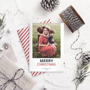 Modernes Minimales Weihnachtsfamilien-Foto Feiertagskarte